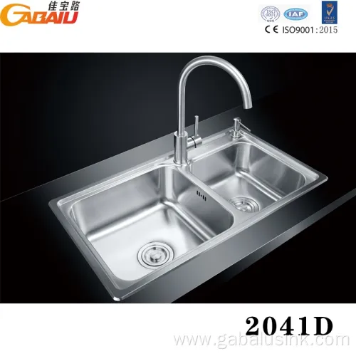 Lightweight Home Stainless Pressed Two Bowl Kitchen Sink